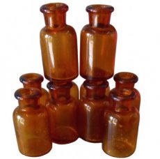 10 amber colored pharmacy jars