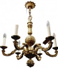 bronzen luster "Mazarin" met 6 lichtpunten met mooie decoraties