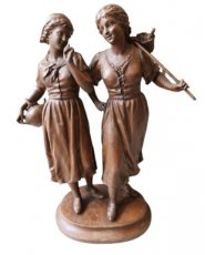 Ernest Rancoulet "2 dames". Ernest Rancoulet "2 dames" sculptuur.
