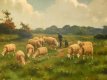 Henri Matthijs (XIX-XX) schapen met herder Henri Matthijs (XIX-XX) schapen met herder