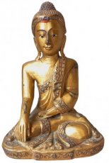 houten boeddha met goud