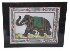 Indische olifant handbeschilderd op zijde