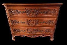 Louis XV French carved oak chest of drawers.