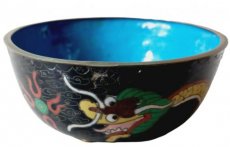 old cloissone bowl with dragon.