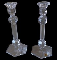 pair of Val Saint Lambert crystal candlesticks.
